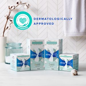 Always Pure Cotton Size 2 with FlexFoam Heavy Flow Pads with wings, Unscented