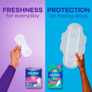 Always Daily Fresh Liners Thin Unscented, Wrapped